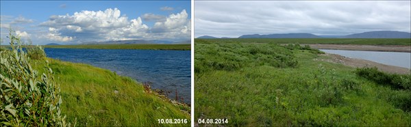 Обед на Усе выше плотины и место стапеля-2014. Сравнение уровня воды