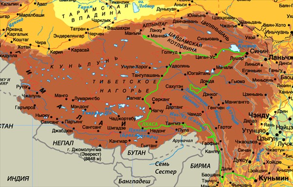 Где находится тибет горы