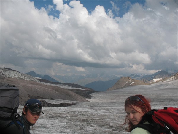 Спуск с перевала, ледник большой азау
