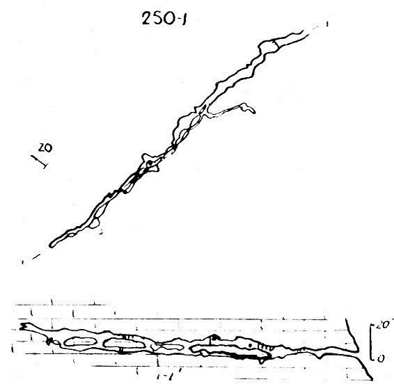 Пещера Висячая 250-3 план и разрез