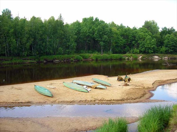 р.Пра, июль 2007. Стоянка у моста в районе ур. Кордон Красинский