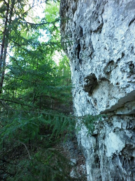 Вышходы каменных пород на скалах долины