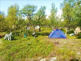 Лагерь на берегу оз.Johttejarvi. 