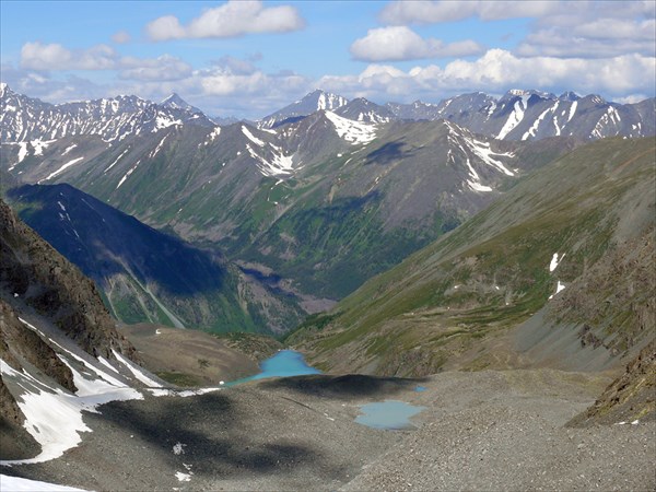 Панорамный вид с ледника Западный в сторону Кучерлинского ущелья