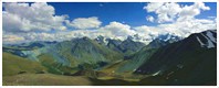 Панорама с перевала Кара-Тюрек на Белуху, Аккемское озеро и Ярлу-река Аккем
