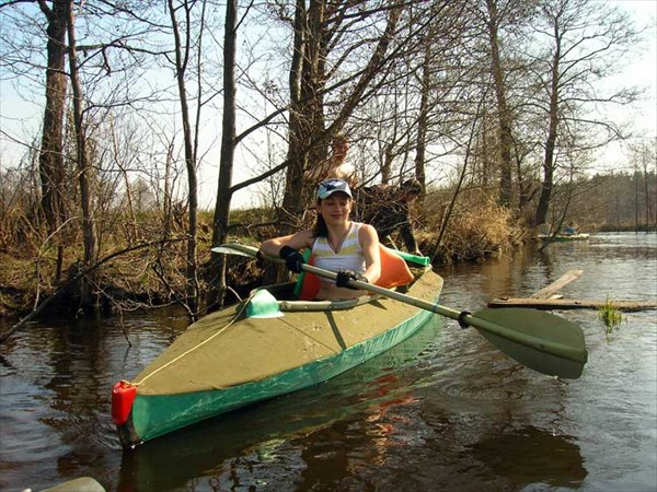 Река Судогда. Май 2009. Наплавной деревянный мост.