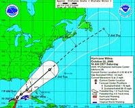 Карта движения урагана Вилма: Wilma-noaa-oct-22