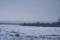 Гора Русская на горизонте (зима).-гора Русская