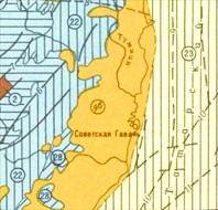 Часть схемы тектонического районирования Приморья. Разломы показаны пунктиром
