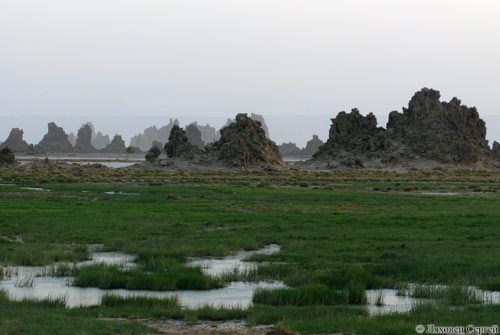 Вулканические образования на озере Аббе