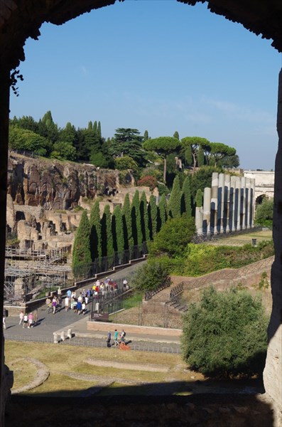 Вид из Колизея на холм Палатин