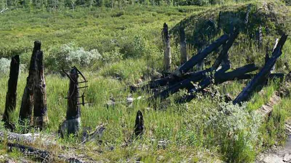 Остатки сгоревшего моста.