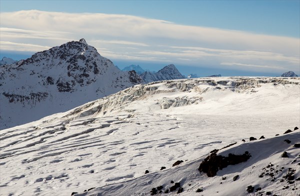 Ледник Азау, вид с "Бочек"