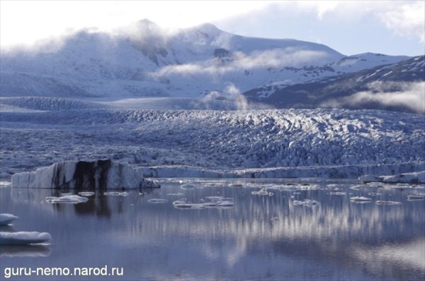 Ледник Fjallsjokull и ледниковая лагуна Fjallsarlon