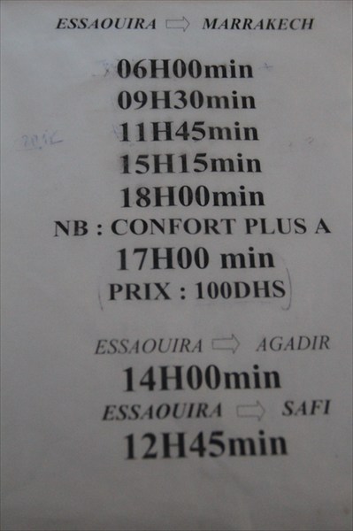 Расписание автобусов Супратурс из Эссувейры
