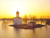 Храм во время разлива-Церковь Покрова на Нерли